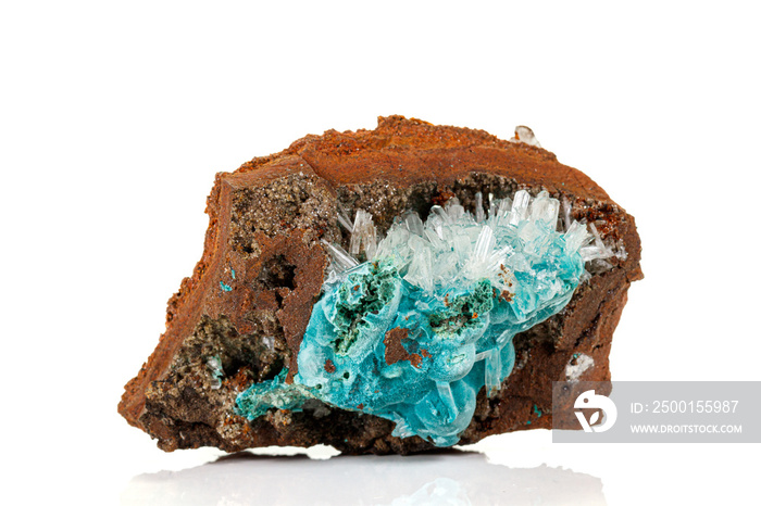 Macro stone Hemimorphite mineral on white background