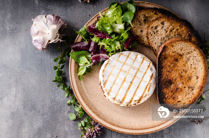 Grilled camembert cheese