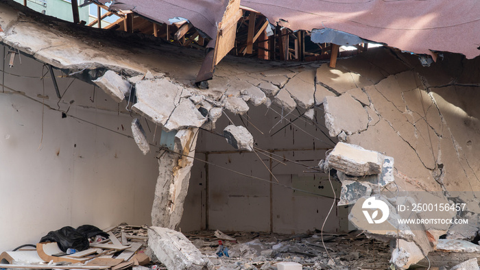 Earthquake in Turkey. Ruined houses after a massive earthquake in Turkey.