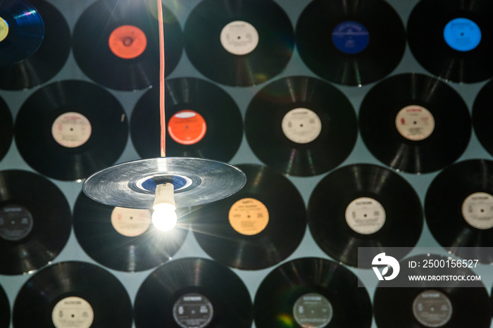 Retro Vinyl Discs On Wall