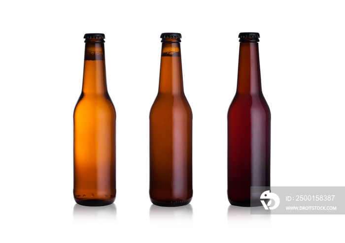 Brown glass beer bottles with black cap