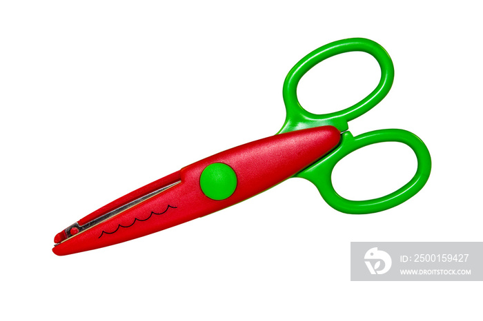 Colored kids scissors isolated on transparent background