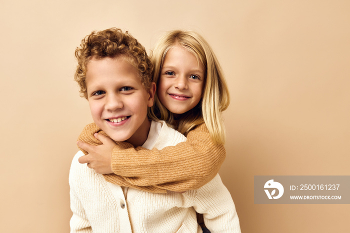 brother and sister friendship rides on the back childhood Studio