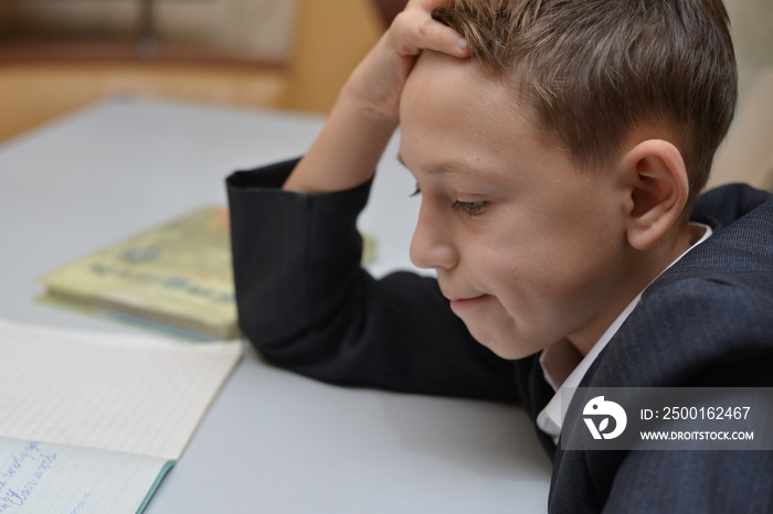 Selective focus of little boy learning how to write his name, Kid study at home, Children do homework at home, Concept for toddler learn about writing the letter or message