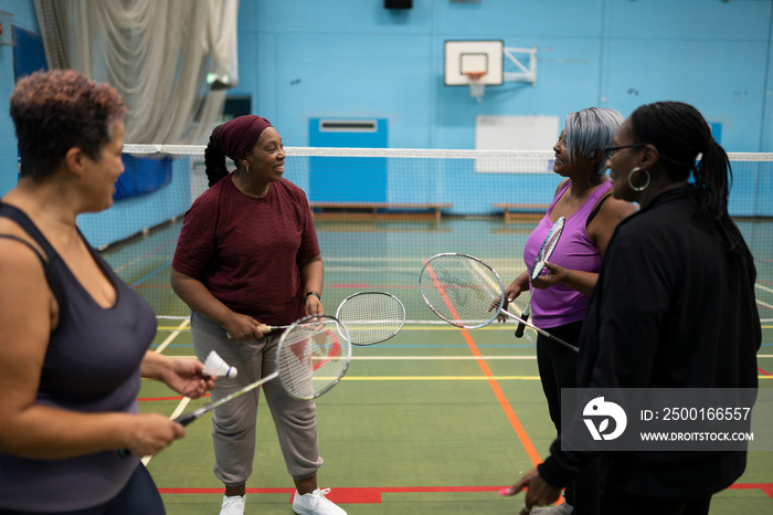 Women playing badminton