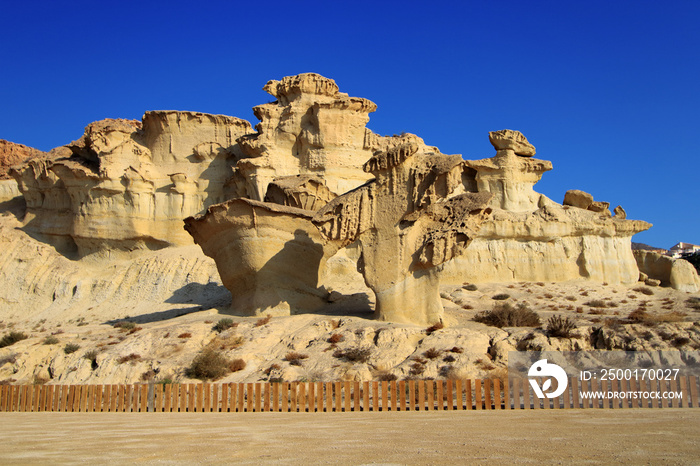 Monumento Natural  Gredas de Bolnuevo . Interés geomorfológico por efecto de la erosión. Bolnuevo, Mazarrón (Murcia-España).