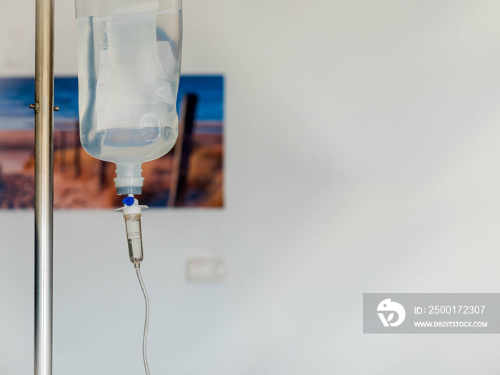 IV intravenous bag with dropper and tube dispose with medicine solution