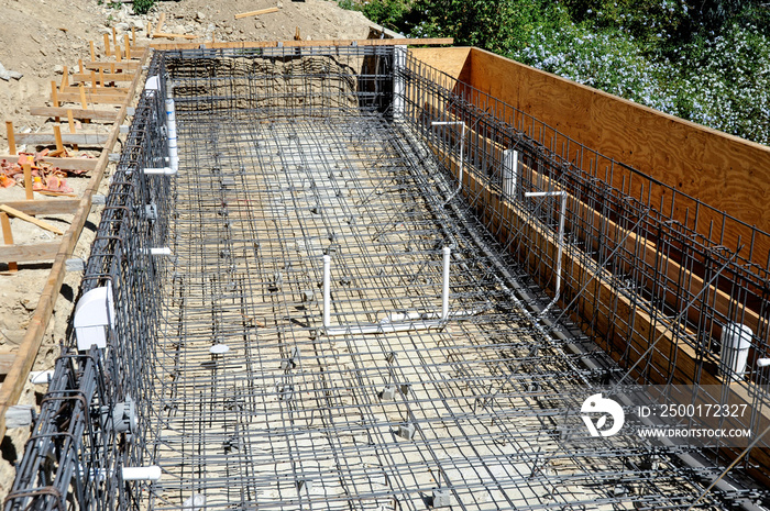 Rebar steel complete for new swimming pool