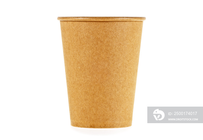 Paper cup on white background