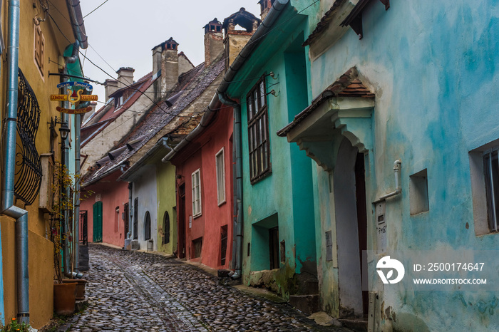 Colorful streets of Sighisoara, Romania