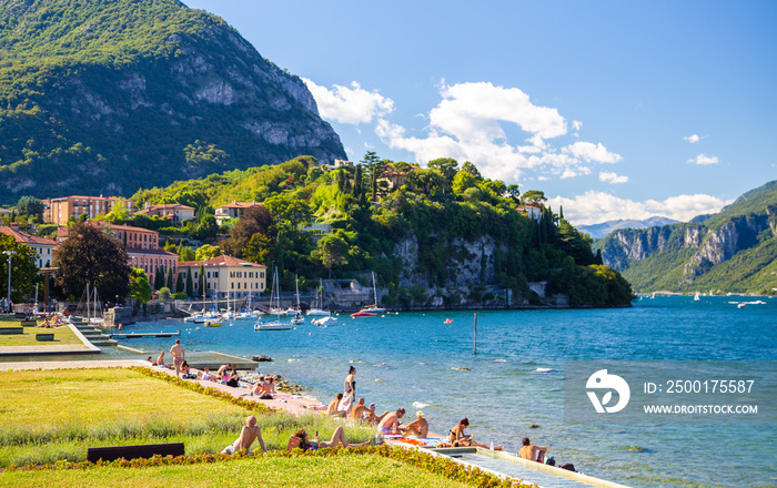 Aerial view of Malgrate Lecco in Lake Como, Italy