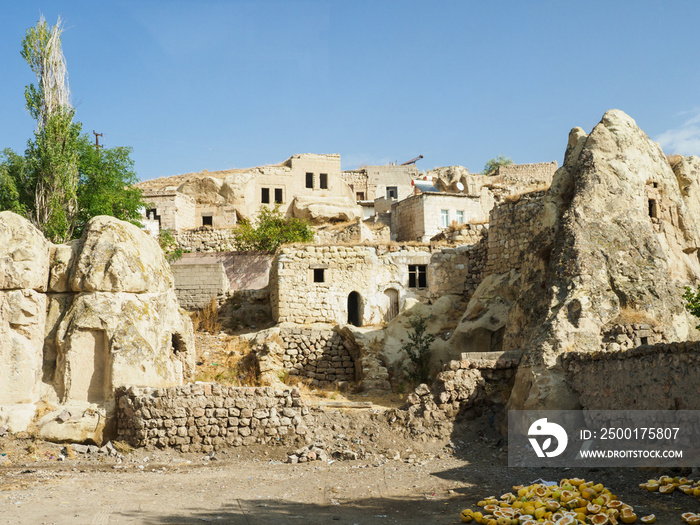 The outside of underground city in Cappadocia, Turkey, which is a unique attraction for tourists visiting Turkey.