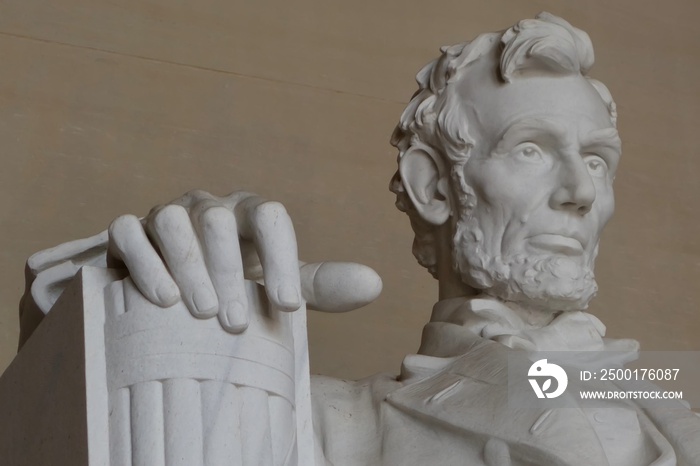 close up of Abraham Lincoln at the Lincoln memorial in Washington DC