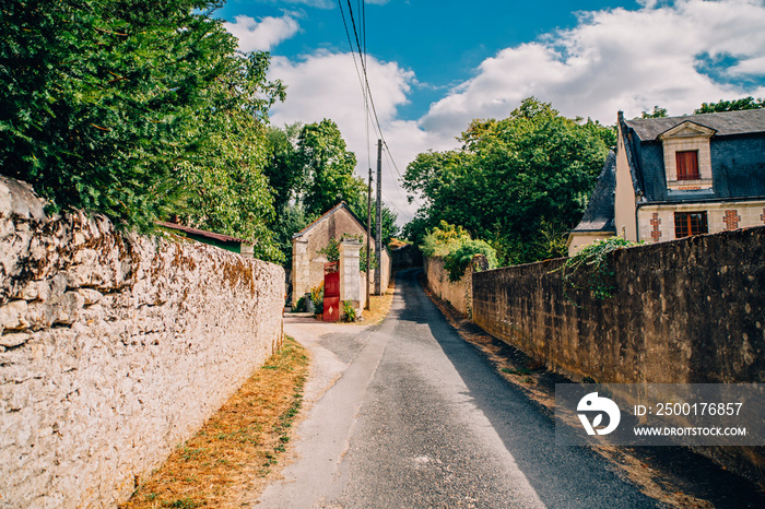 Rural road in Vouvray, France