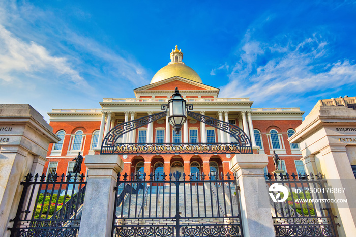 Massachusetts State House, a landmark attraction frequently visited by numerous tourists