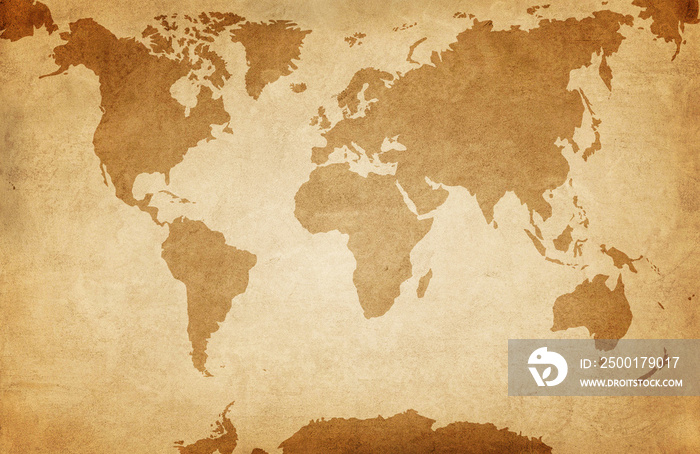 World map on old grunge paper background