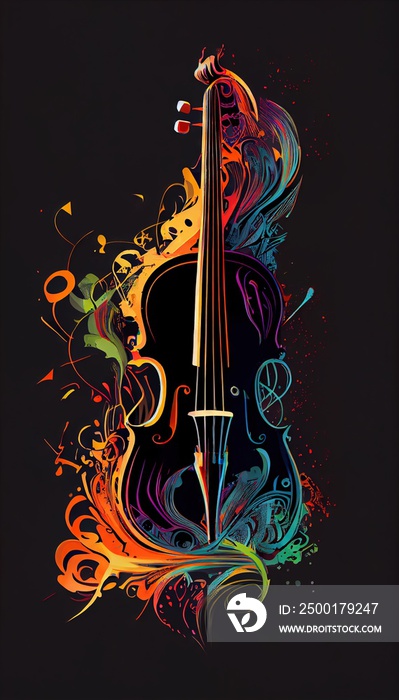 Violin. Music graphite poster, background, wallpaper. Printable artwork.