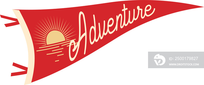 Adventure camping pennant flag with sea sunset