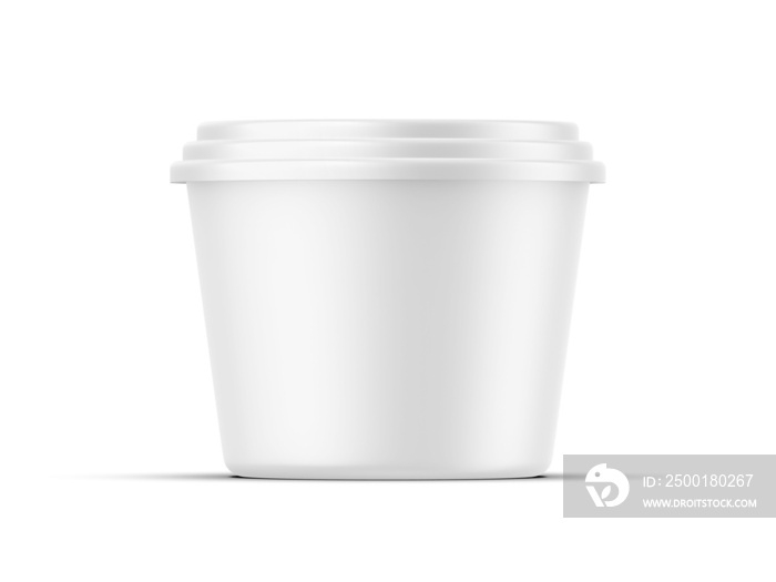 Plastic jar cup with lid mockup for packaging and branding, 3d render illustration