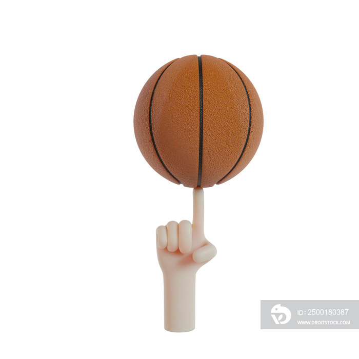 3d Basketball ball in hand