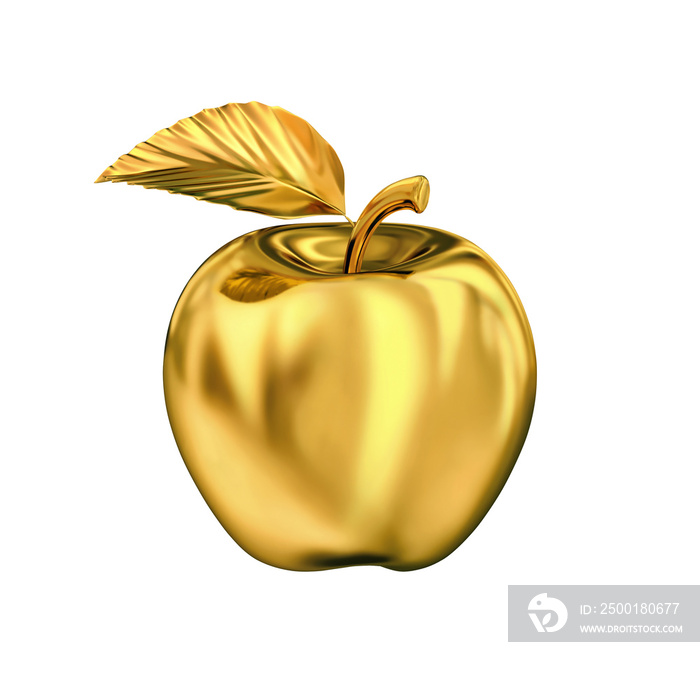 Golden apple isolated on white, clipping path included