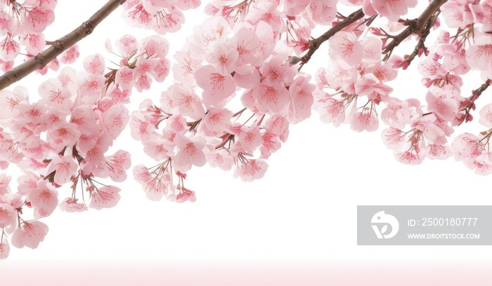 Japanese Flower Sakura - Pink Cherry Blossom with White Background