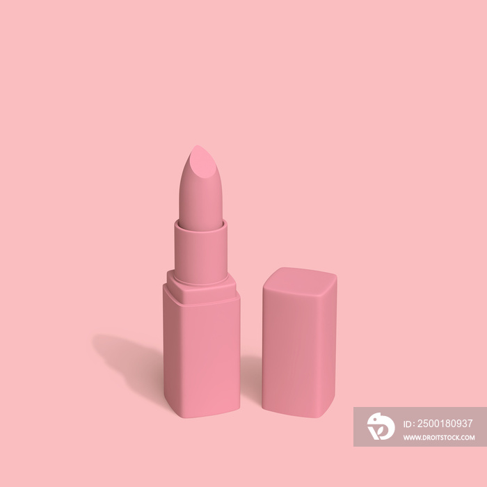 Pink matte lipstick on purple background. Clipping path included