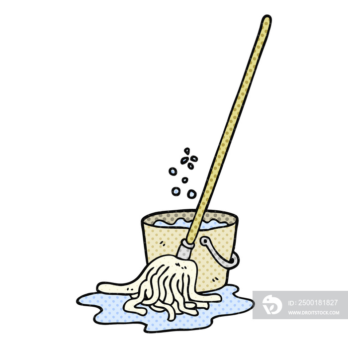 cartoon mop and bucket