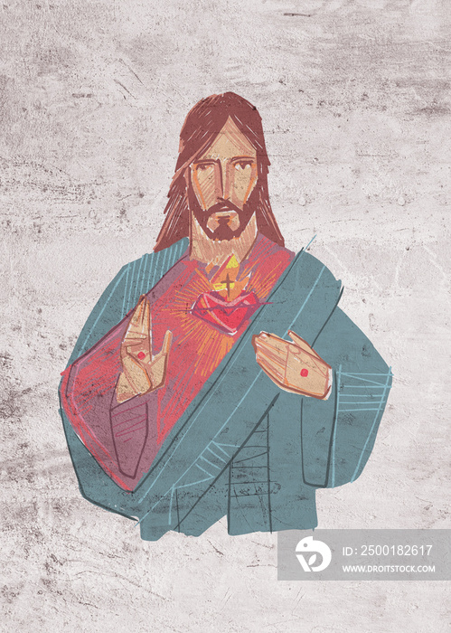 Jesus Christ Sacred Heart illustration