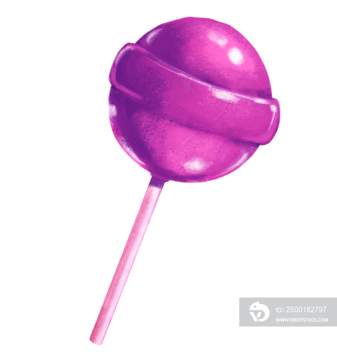 Grape purple lollipop stick sweet sugar candy digital painting illustration