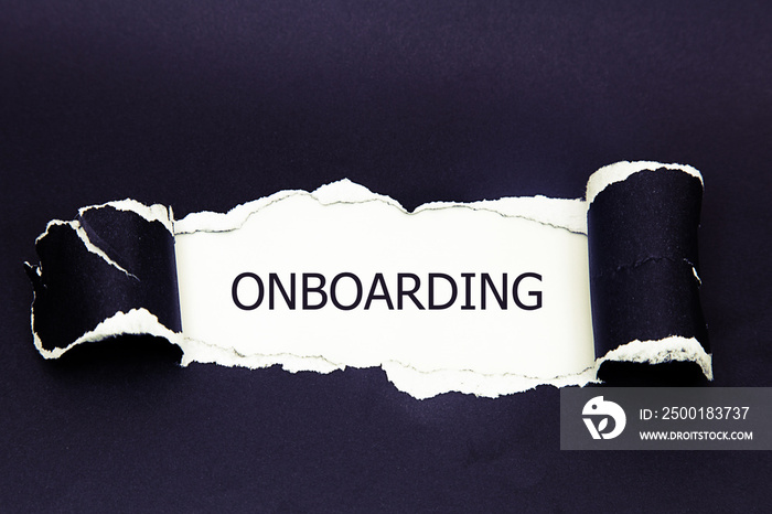 Onboarding written under torn paper