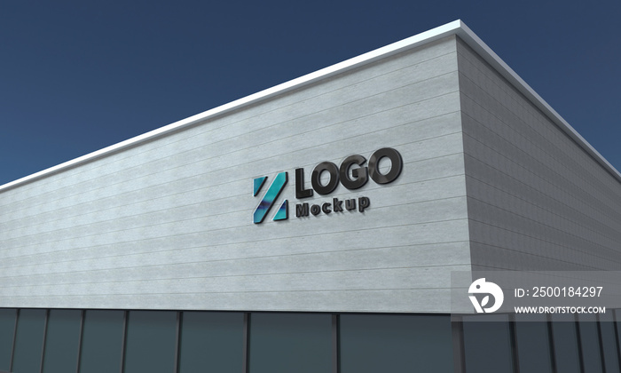 Logo Mockup 3D Sign façade Building 3d Rendered