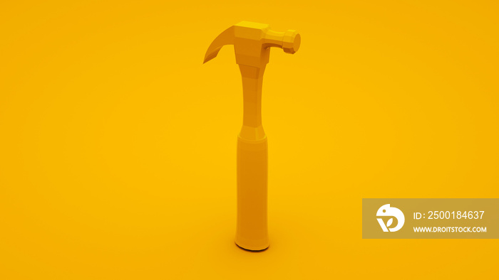 Hammer on yellow background. Build concept. 3d illustration