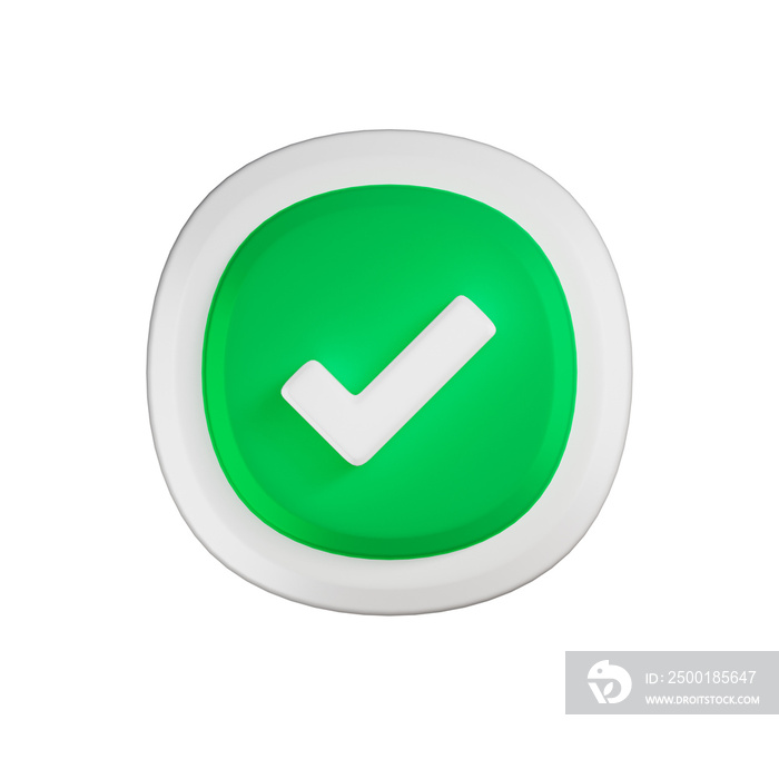 Green check icon 3d  Illustration