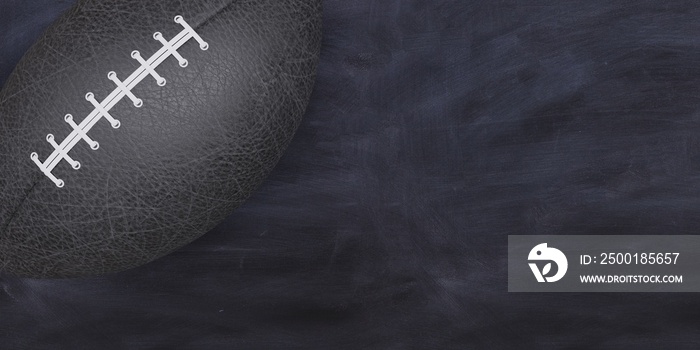 American football ball on a blackboard background