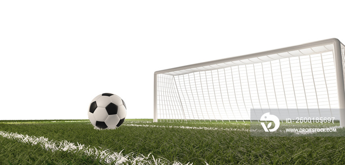 soccer football ball with soccer goal 3d-illustration