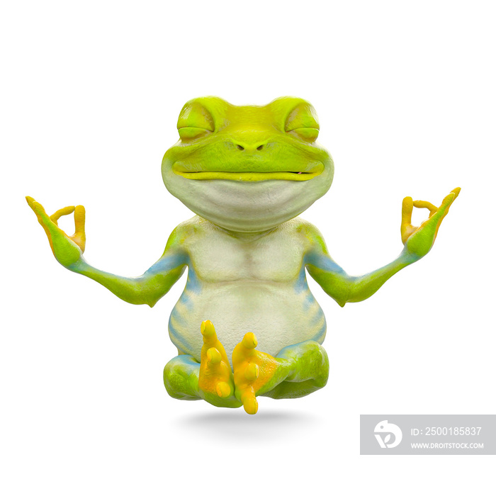 little frog cartoon is doing yoga