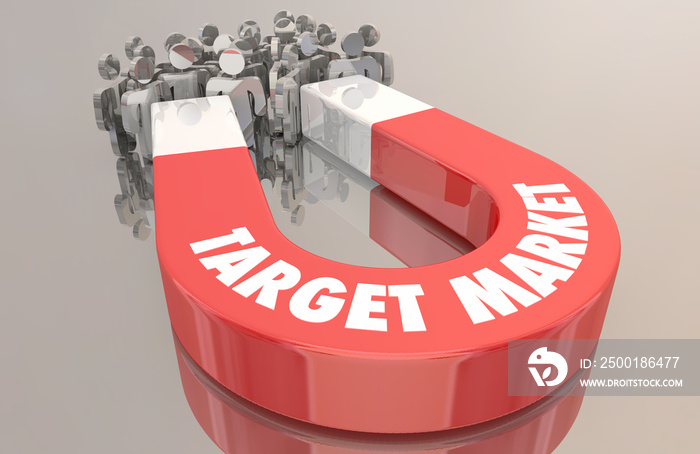 Target Market Customers Demographic Group Magnet People 3d Illustration