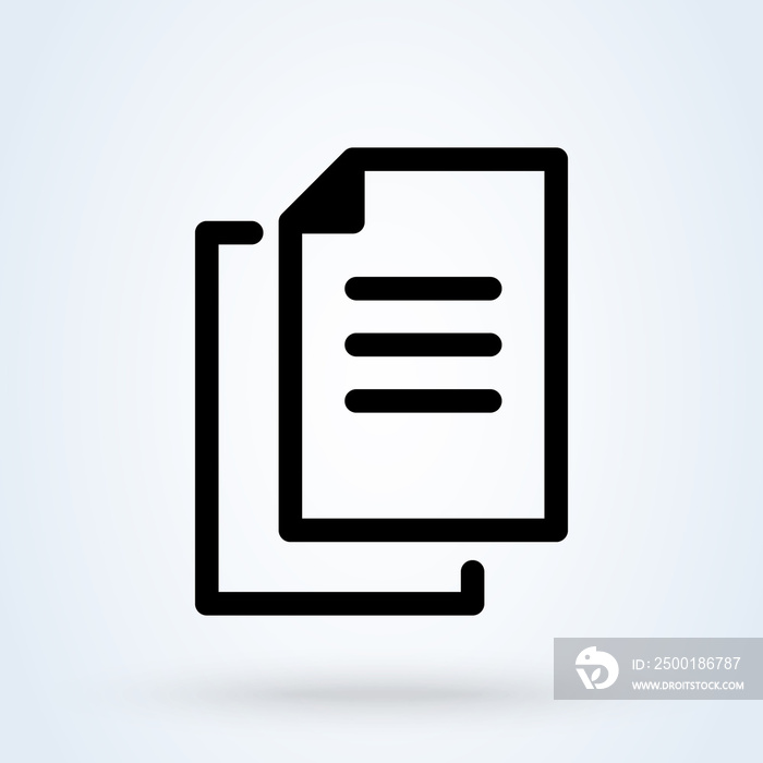 Document icon. File symbol. Doc or pdf sign. Copy, Paste icon. Page symbol.