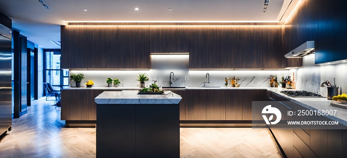 Photo of a spacious kitchen with a stunning center island