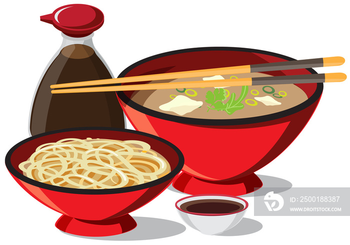 Japanese Udon Ramen On A Bowl , Asian food, Noodle Soup