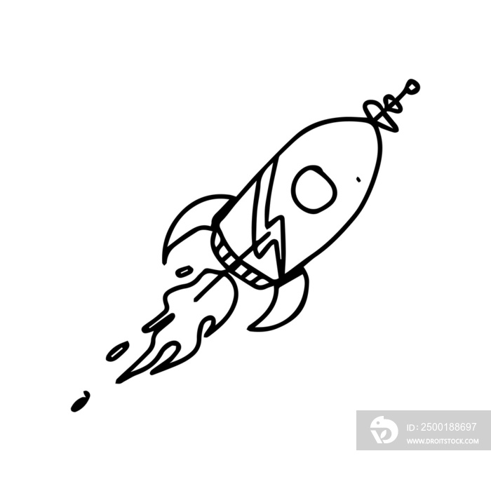 rocket for space hand drawn illustration design