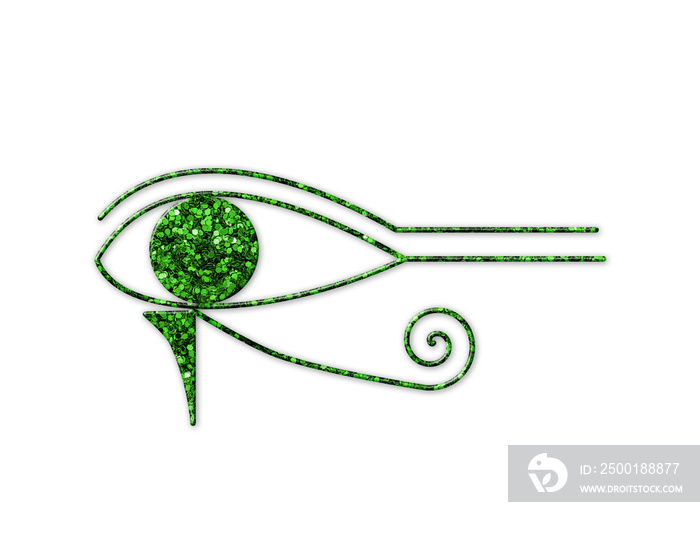 Eye of Horus, Egypt African God Green Glitter Icon Logo Symbol illustration