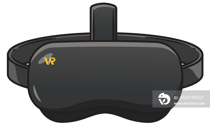 Virtual reality glasses black color front view, VR