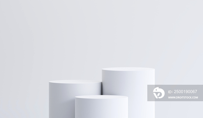 Minimal geometric white product display for product presentation.