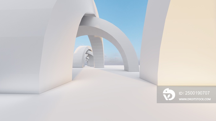 Abstract architecture background arched interior 3d render