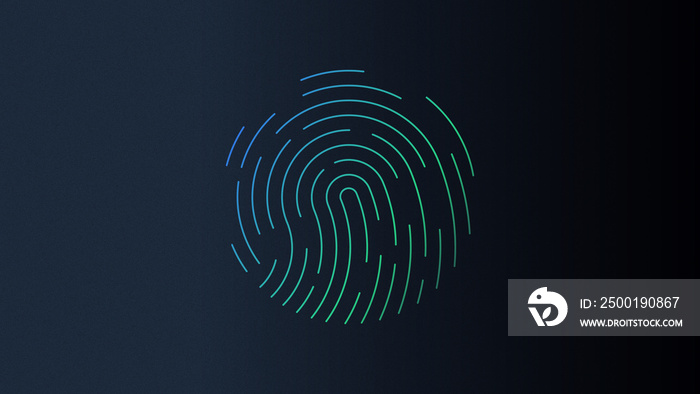 Cyber circle security fingerprint on dark green abstract background. Fingerprint future security technology concept. Suitable for graphic purposes.