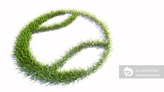 Concept or conceptual green summer lawn grass symbol shape isolated on white background, sign of a ball. A 3d illustration metaphor for sport,  basketball, tennis, competition and fun or helth