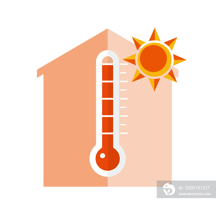 Hot thermometer and house icon