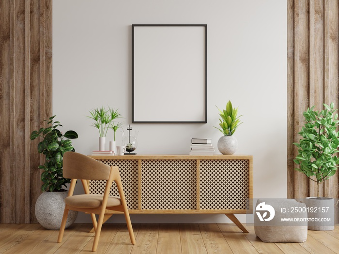 Mockup frame in living room interior,Scandinavian style.